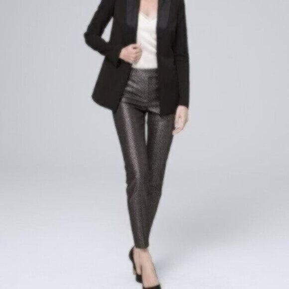White House Black Market Pants - NWT White House Black Market Metallic-Jacquard Slim Ankle Pants